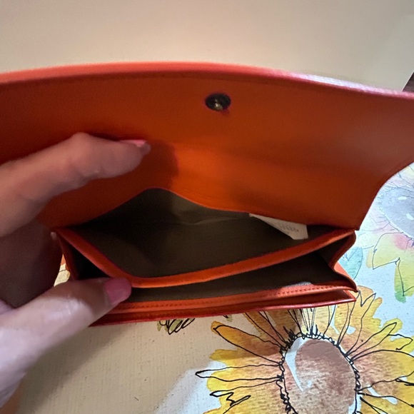 Bottega Veneta Intrecciato Nappa Leather Orange Flap Wallet - Picture 14 of 17